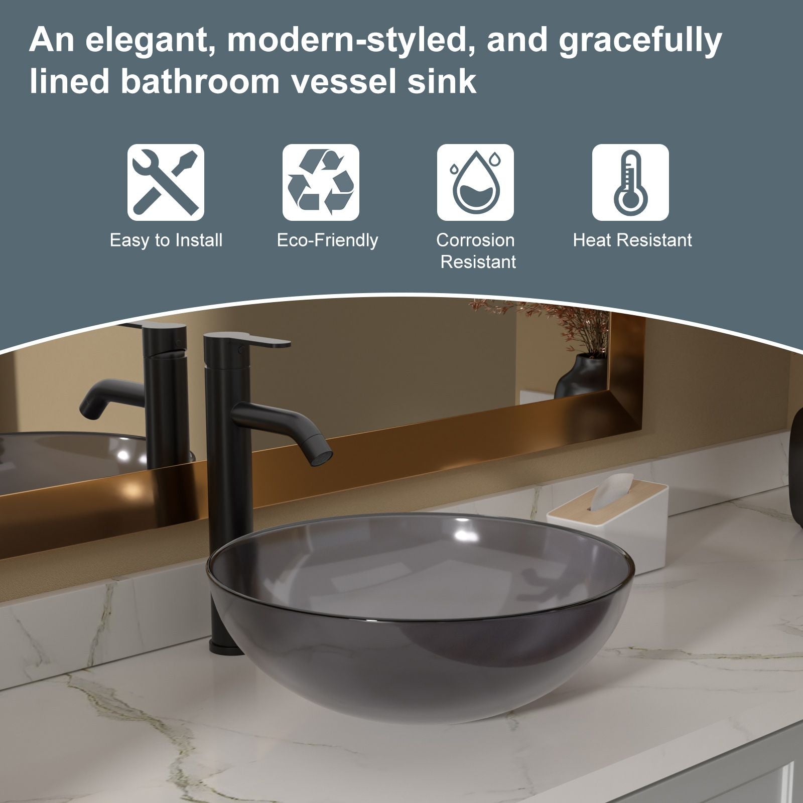 Above Counter Artistic Tempered Glass Bathroom Sink Transparent Counter Top Bathroom Single Bowl Vessel Basin - 7DAY'S