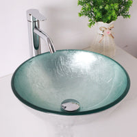 Above Counter Artistic Tempered Glass Bathroom Sink Transparent Counter Top Bathroom Single Bowl Vessel Basin - 7DAY'S