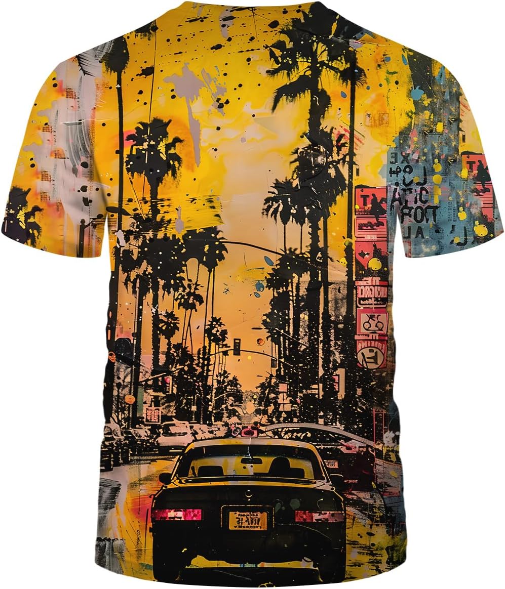 Abstract Art Shirt Men Street Graffiti Tshirts Women Hawaii Vacation Shirt Tee - 7DAY'S