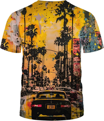 Abstract Art Shirt Men Street Graffiti Tshirts Women Hawaii Vacation Shirt Tee - 7DAY'S