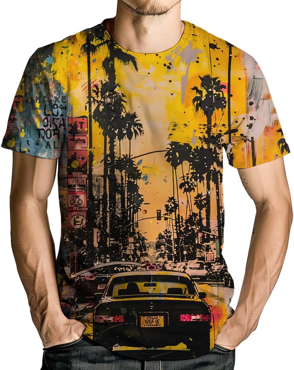 Abstract Art Shirt Men Street Graffiti Tshirts Women Hawaii Vacation Shirt Tee - 7DAY'S