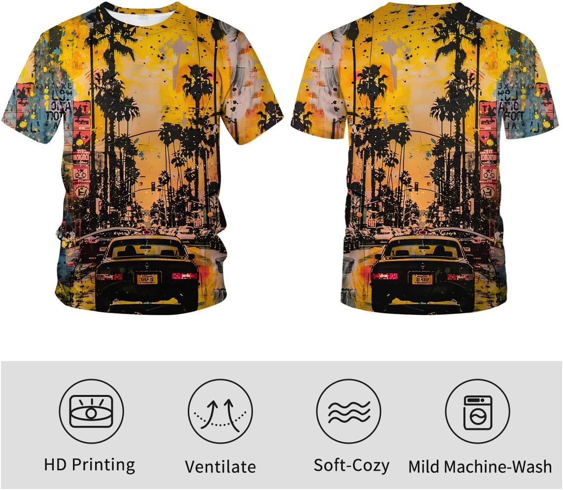 Abstract Art Shirt Men Street Graffiti Tshirts Women Hawaii Vacation Shirt Tee - 7DAY'S