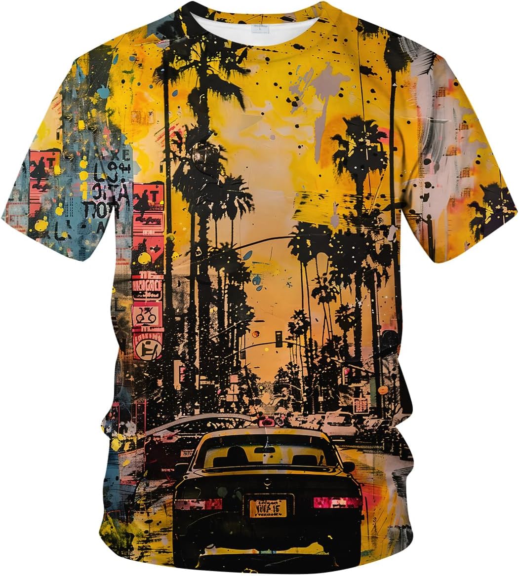 Abstract Art Shirt Men Street Graffiti Tshirts Women Hawaii Vacation Shirt Tee - 7DAY'S