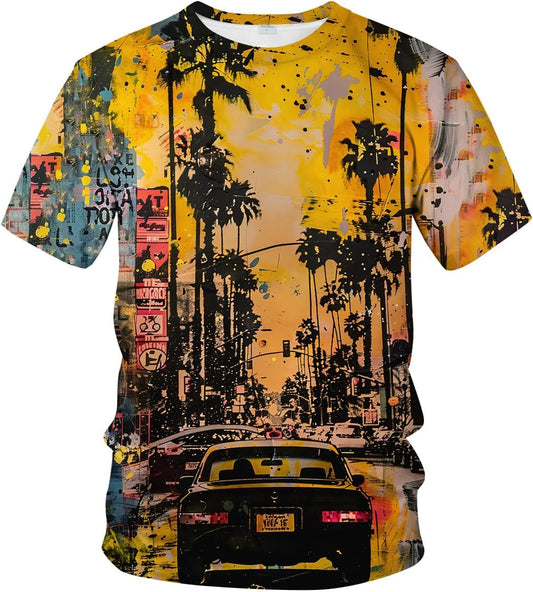 Abstract Art Shirt Men Street Graffiti Tshirts Women Hawaii Vacation Shirt Tee - 7DAY'S