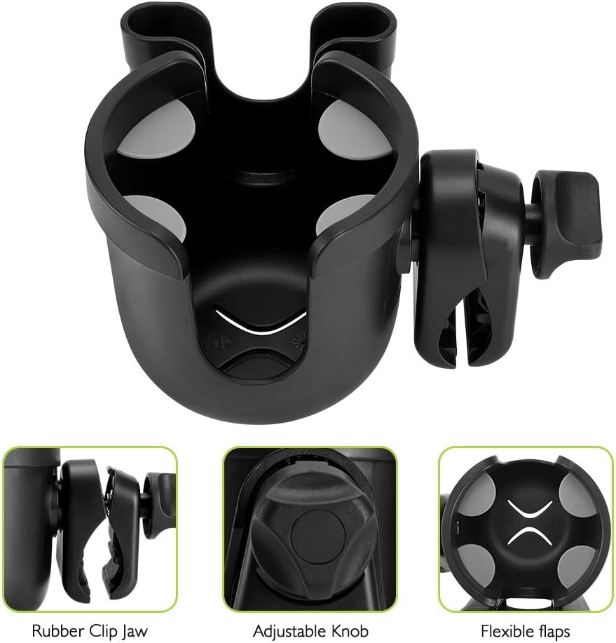 Accmor Stroller Cup Holder with Phone Holder, Bike Cup Holder, Universal Cup Holder for Uppababy Nuna Doona Strollers, 2 - in - 1 Cup Phone Holder for Stroller, Bike, Wheelchair, Walker, Scooter - 7DAY'S