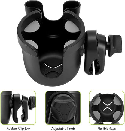 Accmor Stroller Cup Holder with Phone Holder, Bike Cup Holder, Universal Cup Holder for Uppababy Nuna Doona Strollers, 2 - in - 1 Cup Phone Holder for Stroller, Bike, Wheelchair, Walker, Scooter - 7DAY'S