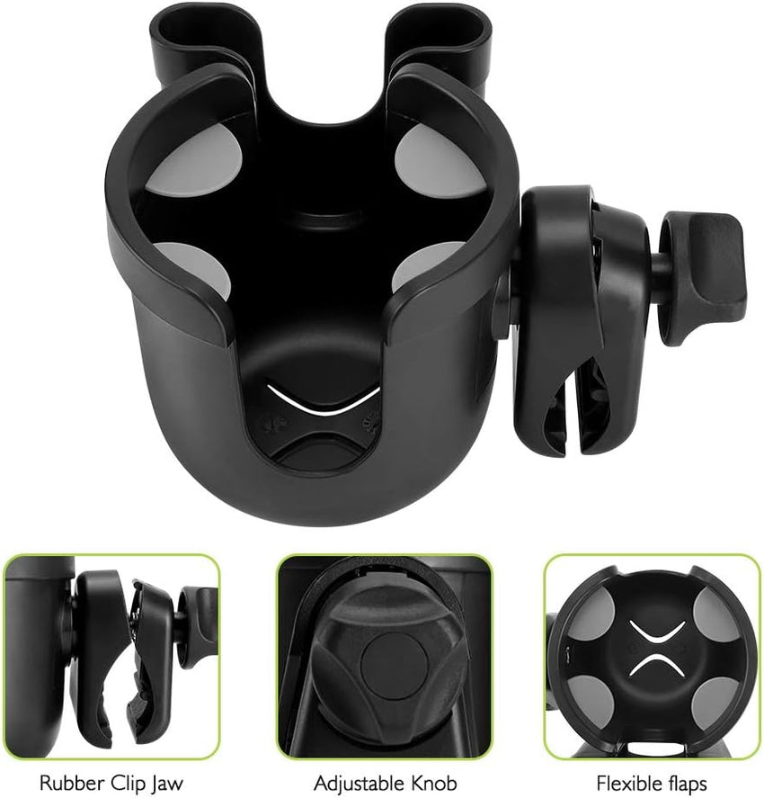Accmor Stroller Cup Holder with Phone Holder, Bike Cup Holder, Universal Cup Holder for Uppababy Nuna Doona Strollers, 2 - in - 1 Cup Phone Holder for Stroller, Bike, Wheelchair, Walker, Scooter - 7DAY'S