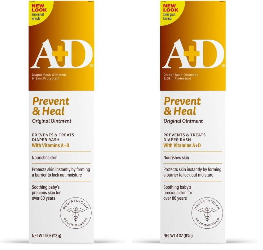 A+D Original Diaper Rash Ointment Prevents & Treats Diaper Rash, Moisturizing Skin Protectant with Vitamins A & D, Healing Skin Ointment for Dry and Cracked Skin 4oz - 7DAY'S