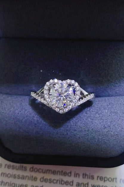 Adored 1 Carat Moissanite 925 Sterling Silver Heart Ring - 7DAY'S