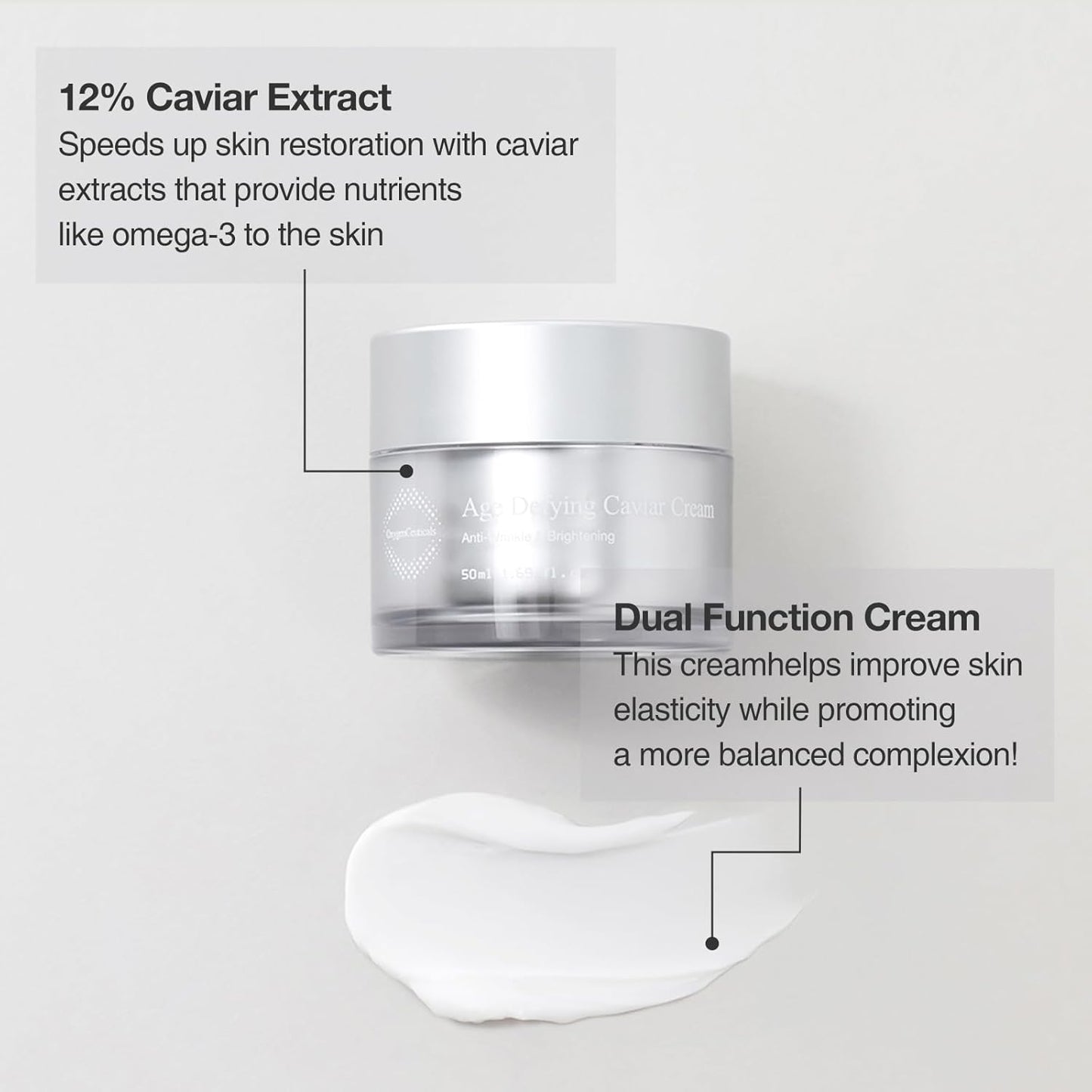 Age Defying Caviar Cream – Premium Anti - Aging Moisturizer with 12% Caviar Extract and Glutathione for Face and Neck (50ml/1.69 oz) - 7DAY'S