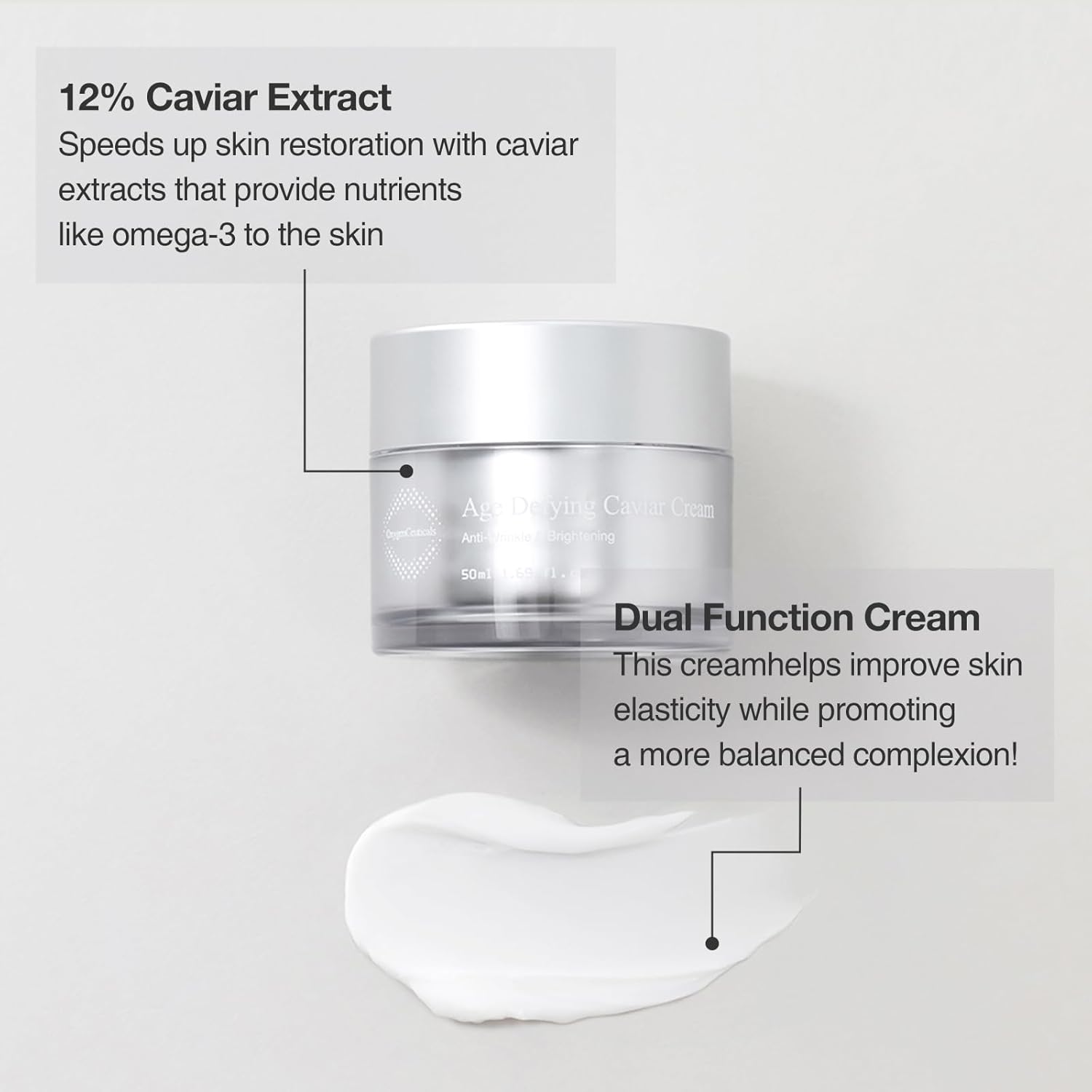 Age Defying Caviar Cream – Premium Anti - Aging Moisturizer with 12% Caviar Extract and Glutathione for Face and Neck (50ml/1.69 oz) - 7DAY'S