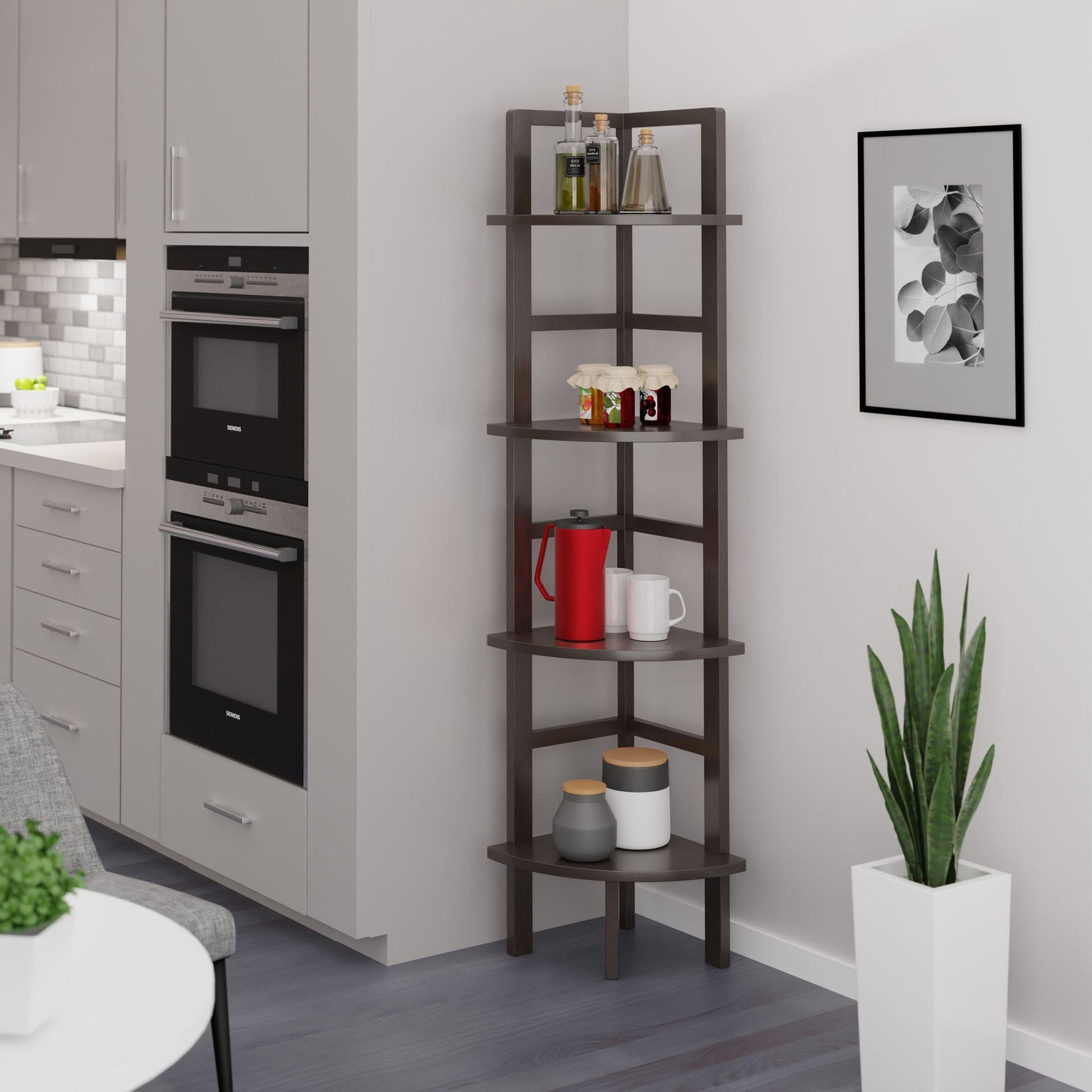 Aiden Corner Bakers Rack in Coffee Finish - 7DAY'S