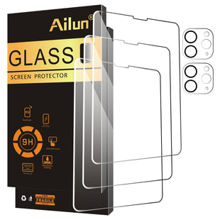 Ailun 2 Pack Screen Protector for iPad Pro 13 Inch 2024 7th Generation + 2 Pack Camera Lens Protector,Tempered Glass Anti-Scratch Case Friendly, Compatible with Face ID Apple Pencil[4 Pack]