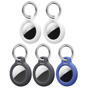 Ailun [2Pack] Hard PC Cover for AirTag,Shockproof Loop with Keychain Ring Holder Skin Protector Protective Case Tracker Finder Locator Anti - Lost ,Wear - Resistant Black - 7DAY'S