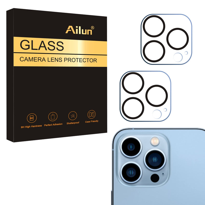 Ailun 3 Pack Camera Lens Protector for iPhone 16 Pro 6.3" / 14 Pro 6.1" & iPhone 16 Pro Max 6.9" / 14 Pro Max 6.7",Tempered Glass,9H Hardness,Anti - Scratch,Case Friendly[Does not Affect Night Shots] - 7DAY'S