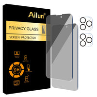 Ailun 3 Pack Privacy Screen Protector for iPhone 16 Pro Max [6.9 inch]+ 3 Pack Camera Lens Protector,Dynamic Island Compatible,Anti Spy Tempered Glass[9H Hardness] - HD - 7DAY'S