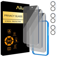 Ailun 3 Pack Privacy Screen Protector for iPhone 16 Pro Max [6.9 inch]+ 3 Pack Camera Lens Protector,Dynamic Island Compatible,Anti Spy Tempered Glass[9H Hardness] - HD - 7DAY'S
