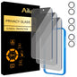 Ailun 3 Pack Privacy Screen Protector for iPhone 16 Pro Max [6.9 inch]+ 3 Pack Camera Lens Protector,Dynamic Island Compatible,Anti Spy Tempered Glass[9H Hardness] - HD - 7DAY'S