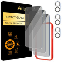 Ailun 3 Pack Privacy Screen Protector for iPhone 16 Pro Max [6.9 inch]+ 3 Pack Camera Lens Protector,Dynamic Island Compatible,Anti Spy Tempered Glass[9H Hardness] - HD - 7DAY'S