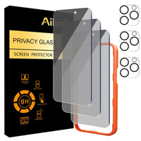 Ailun 3 Pack Privacy Screen Protector for iPhone 16 Pro Max [6.9 inch]+ 3 Pack Camera Lens Protector,Dynamic Island Compatible,Anti Spy Tempered Glass[9H Hardness] - HD - 7DAY'S