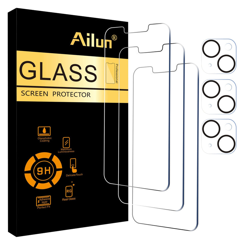 Ailun 3 Pack Screen Protector for iPhone 16 Pro Max [6.9 inch] + 3 Pack Camera Lens Protector with Installation Frame,Sensor Protection,Dynamic Island Compatible,Case Friendly Tempered Glass Film - 7DAY'S