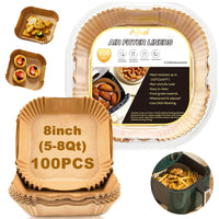 Ailun Air Fryer Paper Liners 8inch, 100PCS Non - Stick Parchment Paper,Oil Resistant,Disposable Food Grade Free of Bleach Paper Round for 5 - 8 QT Air Fryer Baking Roasting Microwave - 7DAY'S