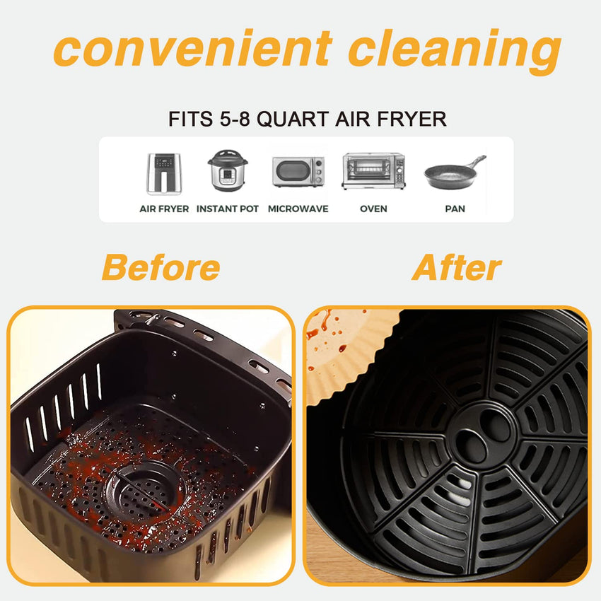 Ailun Air Fryer Paper Liners 8inch, 100PCS Non - Stick Parchment Paper,Oil Resistant,Disposable Food Grade Free of Bleach Paper Round for 5 - 8 QT Air Fryer Baking Roasting Microwave - 7DAY'S