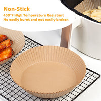 Ailun Air Fryer Paper Liners 8inch, 100PCS Non - Stick Parchment Paper,Oil Resistant,Disposable Food Grade Free of Bleach Paper Round for 5 - 8 QT Air Fryer Baking Roasting Microwave - 7DAY'S