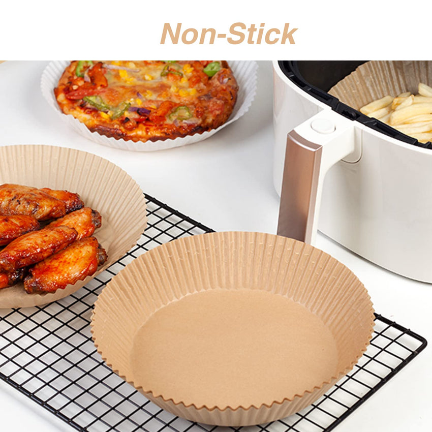 Ailun Air Fryer Paper Liners 8inch, 100PCS Non - Stick Parchment Paper,Oil Resistant,Disposable Food Grade Free of Bleach Paper Round for 5 - 8 QT Air Fryer Baking Roasting Microwave - 7DAY'S