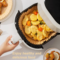 Ailun Air Fryer Paper Liners 8inch, 100PCS Non - Stick Parchment Paper,Oil Resistant,Disposable Food Grade Free of Bleach Paper Round for 5 - 8 QT Air Fryer Baking Roasting Microwave - 7DAY'S