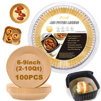 Ailun Air Fryer Paper Liners 8inch, 100PCS Non - Stick Parchment Paper,Oil Resistant,Disposable Food Grade Free of Bleach Paper Round for 5 - 8 QT Air Fryer Baking Roasting Microwave - 7DAY'S