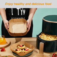 Ailun Air Fryer Paper Liners 8inch, 100PCS Non - Stick Parchment Paper,Oil Resistant,Disposable Food Grade Free of Bleach Paper Round for 5 - 8 QT Air Fryer Baking Roasting Microwave - 7DAY'S