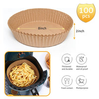 Ailun Air Fryer Paper Liners 8inch, 100PCS Non - Stick Parchment Paper,Oil Resistant,Disposable Food Grade Free of Bleach Paper Round for 5 - 8 QT Air Fryer Baking Roasting Microwave - 7DAY'S
