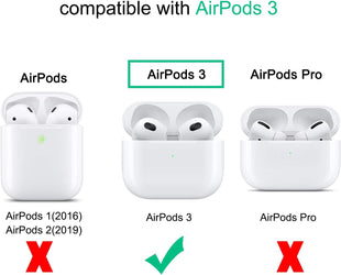 Ailun AirPods 3 Case Cover with Keychain Neck, Protective Silicone Case Skin for AirPods 3rd Generation (2021 Released), Shockproof, Supports Wireless Charging [Black] - 7DAY'S