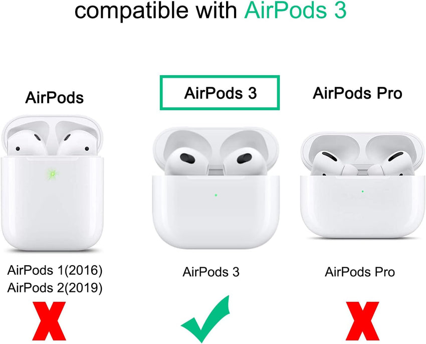 Ailun AirPods 3 Case Cover with Keychain Neck, Protective Silicone Case Skin for AirPods 3rd Generation (2021 Released), Shockproof, Supports Wireless Charging [Black] - 7DAY'S
