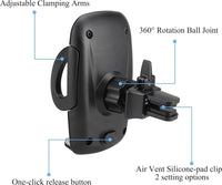 Ailun Car Phone Mount Air Vent Cellphone Holder Cradle 2Pack Universal for iPhone 15/14/13/12/11/11 Pro/11 Pro Max/X Xs XR Xs Max and More Smartphones Black - 7DAY'S