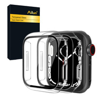 Ailun for Apple Watch Series 9 & 8 & 7 Screen Protector Case [45mm], Ultra - Thin Hard PC Case Built in Tempered Glass for iWatch, Shockproof Cover with Button [2 Pack][Black] - 7DAY'S