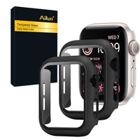 Ailun for Apple Watch Series 9 & 8 & 7 Screen Protector Case [45mm], Ultra - Thin Hard PC Case Built in Tempered Glass for iWatch, Shockproof Cover with Button [2 Pack][Black] - 7DAY'S