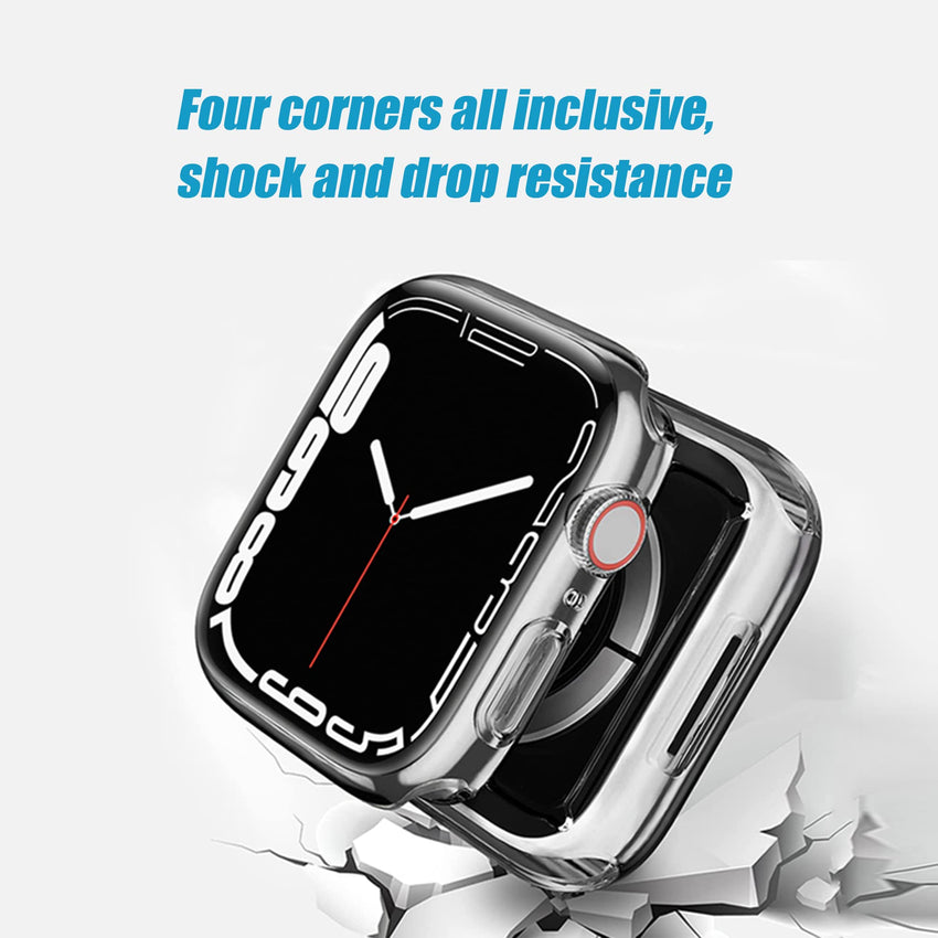 Ailun for Apple Watch Series 9 & 8 & 7 Screen Protector Case [45mm], Ultra - Thin Hard PC Case Built in Tempered Glass for iWatch, Shockproof Cover with Button [2 Pack][Black] - 7DAY'S