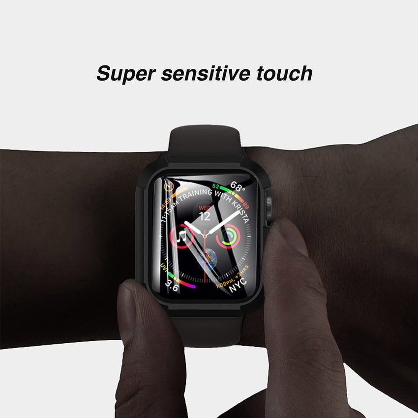 Ailun for Apple Watch Series 9 & 8 & 7 Screen Protector Case [45mm], Ultra - Thin Hard PC Case Built in Tempered Glass for iWatch, Shockproof Cover with Button [2 Pack][Black] - 7DAY'S