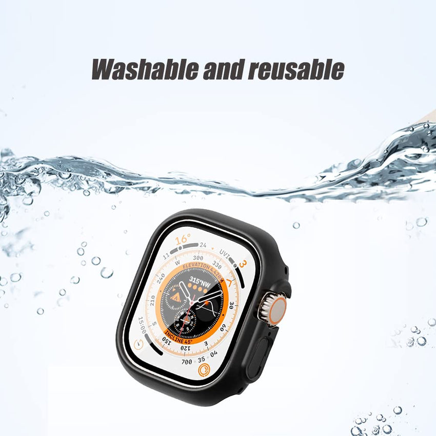 Ailun for Apple Watch Series 9 & 8 & 7 Screen Protector Case [45mm], Ultra - Thin Hard PC Case Built in Tempered Glass for iWatch, Shockproof Cover with Button [2 Pack][Black] - 7DAY'S