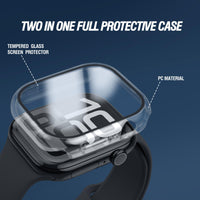 Ailun for Apple Watch Series 9 & 8 & 7 Screen Protector Case [45mm], Ultra - Thin Hard PC Case Built in Tempered Glass for iWatch, Shockproof Cover with Button [2 Pack][Black] - 7DAY'S
