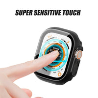 Ailun for Apple Watch Series 9 & 8 & 7 Screen Protector Case [45mm], Ultra - Thin Hard PC Case Built in Tempered Glass for iWatch, Shockproof Cover with Button [2 Pack][Black] - 7DAY'S