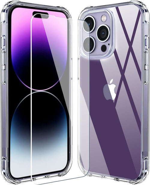 Ailun for iPhone 14 Pro Max [6.7 inch] [1 x Phone Case+1 x Glass Screen Protector] Shock Absorption Bumper PC and TPU Clear Cover, Dynamic Island Compatible, Sensor Protection Tempered Glass