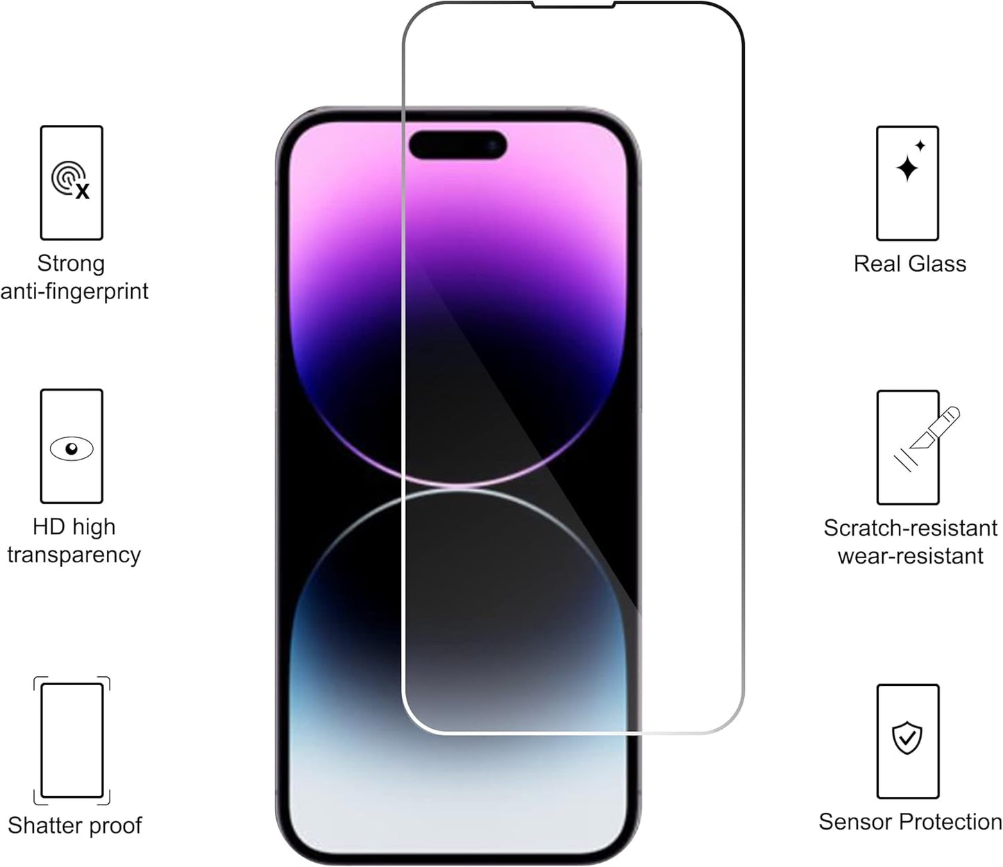 Ailun for iPhone 14 Pro Max [6.7 inch] [1 x Phone Case+1 x Glass Screen Protector] Shock Absorption Bumper PC and TPU Clear Cover, Dynamic Island Compatible, Sensor Protection Tempered Glass - 7DAY'S