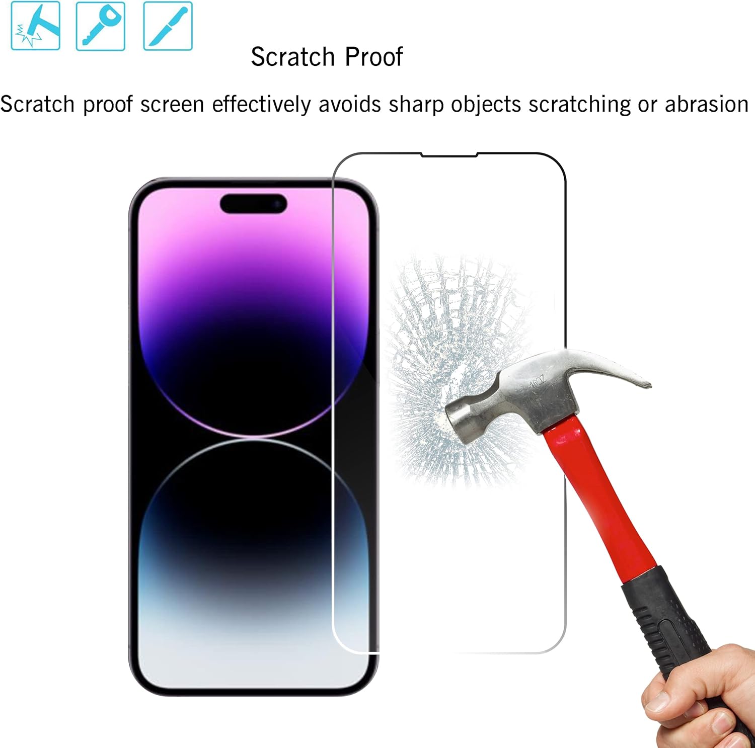 Ailun for iPhone 14 Pro Max [6.7 inch] [1 x Phone Case+1 x Glass Screen Protector] Shock Absorption Bumper PC and TPU Clear Cover, Dynamic Island Compatible, Sensor Protection Tempered Glass - 7DAY'S