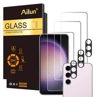 Ailun Glass Screen Protector for Galaxy S25 Ultra [6.9 Inch] 3Pack + 3Pack Camera Lens Tempered Glass Fingerprint Unlock 0.25mm Ultra Clear Anti-Scratch Case Friendly [Not For S25/S25 Plus/S25 Edge]