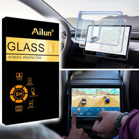 Ailun Glass Screen Protector for Tesla Model Y Juniper 2025 / Model 3 2024 Highland Center Console Dashboard Touchscreen [15.4 Inch] with Auto Alignment Tool + Armrest Box Screen Protector [8 Inch] - 7DAY'S
