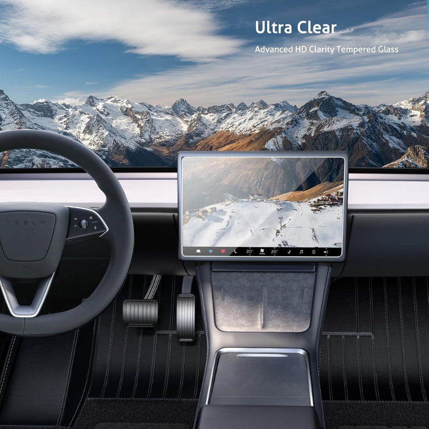 Ailun Glass Screen Protector for Tesla Model Y Juniper 2025 / Model 3 2024 Highland Center Console Dashboard Touchscreen [15.4 Inch] with Auto Alignment Tool + Armrest Box Screen Protector [8 Inch] - 7DAY'S