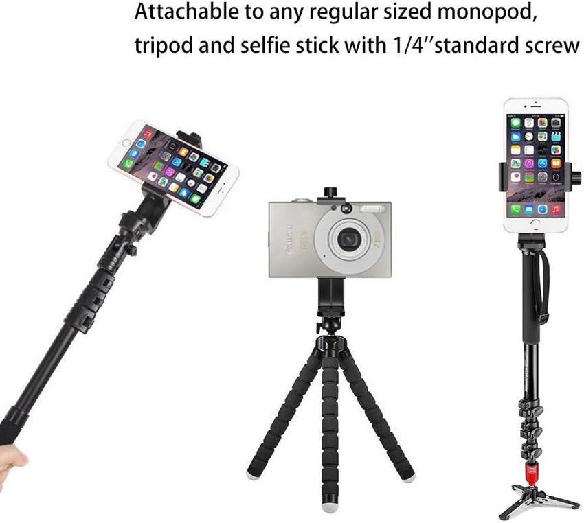 Ailun Phone Holder/Vertical and Horizontal Tripod Mount Adapter Rotatable Bracket with 1/4 inch Screw, Adjustable Clip for iPhone, Android Cell Phone, Selfie Stick, Camera Stand - 7DAY'S